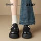 ZHR is high-heeled loafers for women, college-style thick-soled single shoes, new Velcro slip-on leather shoes KN286 black 37