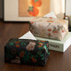 Fantasy contrasting color small flower tissue box high-end desktop tissue box light luxury home living room high-value storage box ins style Shishi Ruyi black light coffee color