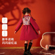 JELLYBABY Chinese style embroidered retro velvet dress 26 new winter style girls knitted skirt dress older children red 140