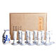 Tuojin Bamboo Small Wine Glass Set Blue and White Ceramic Wineware Collection Gift Box