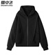 Snow Flying (SNOWFLYING) green cardigan sweatshirt for men spring and autumn 2026 new American trendy brand loose couple style heavy hooded jacket black L suitable for 110~130Jin Jin equals 0.5 kg