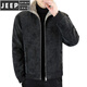 JEEP SPIRIT Зимняя кожаная куртка с меховым воротником Мужская бархатная утепленная повседневная мотоциклетная кожаная куртка Корейский стиль Модная и красивая цельная меховая куртка серого цвета 4XL
