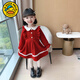 G.duck girls dress autumn and winter 2025 new velvet winter girl red annual dress children princess skirt winter red spring and autumn 90 cm