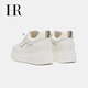 HR Helena women's shoes 2025 winter new thick sole heightening white shoes sneakers round toe laces comfortable and versatile Mi Xing 35
