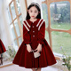 HAL.DUCK girls' dress, stylish and sweet princess style velvet children's skirt plus velvet mid-length red dress skirt red regular 120