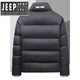 JEEP SPIRIT Зимняя куртка-пуховик с воротником-стойкой Мужская короткая утолщенная зимняя куртка на утином пуху Молодежная мода Модный пуховик черного цвета 3XL