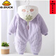G.duck infant and toddler velvet thickened cotton wool hooded clothes winter warm jumpsuits for men and women, outer wear, light purple, narcissus bamboo hooded and thickened jumpsuit 66cm