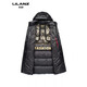 LILANZ high-end black gold 90 goose down down jacket mid-length winter thickened and warm men's Korean style casual hooded outer black 8251 14XL (90) 180-(recommended 145-160Jin Jin equals 0.5 kg