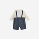 YEEHOO shopping mall same style newborn clothes for boys, handsome little prince imitation denim harem clothes, deep sapphire blue 90cm