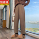 Hengyuanxiang small person's velvet thickened eight-point harem straight pants for women in autumn and winter grandma's new high-waisted woolen casual nine-point black eight-point pants-no velvet XL