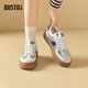Dusto moral training shoes autumn women's shoes new flat mid-heel lace-up round toe collage 003122 silver plus velvet 38