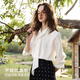Olrain French design streamer long-sleeved shirt women's spring new temperament shirt top off-white S