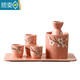 Tuojin sake pot, white wine ceramic wine set, home restaurant hot pot, small warm pot, pink sake pot + 2 blue plum wine glasses