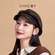 Xuanzi (SHINE) sea salt mocha series elegant and fashionable ebony brown newsboy hat for women, versatile high-end octagonal hat, dark brown