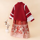 October Mommy New Year's greetings clothes for girls and children Hanfu winter clothes baby girl thickened dress Ming suit Chinese red 140