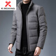 KBXNG Jinba 2025 white duck down jacket men's jacket middle-aged and elderly warm winter thickened casual stand-up collar short down 315 black M 170