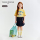 Teenie Weenie Kids 26 years new girls cotton solid color denim pleated skirt pants denim color 110 cm
