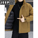 JEEP SPIRIT Light Mature Style Casual Down Jacket Men's Autumn and Winter Lightweight Stand-up Collar Warm Jacket Simple Subzero Coldproof Jacket Black M