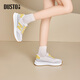 Dusto Dadong sports casual shoes women's shoes spring new flat mid-heel lace-up round toe material collage C1341 beige 35