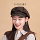 Xuanzi (SHINE) sea salt mocha series elegant and fashionable ebony brown newsboy hat for women, versatile high-end octagonal hat, dark brown
