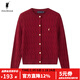 POLOWALK Knitted Sweater Women's Bottoming Shirt with Spring and Autumn Cable Knit Cardigan Spring Jacket Korean Women's Sweater Clip Burgundy Item No. AM8W53580114 L (165)