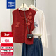 TonLion 2025 Autumn and Winter Three-dimensional Flower Design Cardigan Red Vest Women's Outerwear High-end and Versatile Casual Top