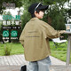 Little Elephant Ham boys' long-sleeved shirts pure cotton children's shirts spring boys' style tops army green 160cm
