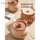 CKZSU Japan imported high-quality ceramic lard jar with high temperature resistance for household use with lid and filter to hold meat oil jar chili oil Maillard 700-small brown