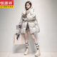 Hengyuanxiang high-end brand down jacket women's mid-length 2026 winter new style detachable hood puff fashion duck down thick coat black XL