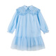 Xiaoyinman children's clothing girls' new Chinese style dress with button stand collar 26 spring Chinese style mesh skirt for children and middle-aged children blue 105