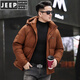 JEEP SPIRIT winter fashion down jacket men's thickened and warm 2025 new casual hooded duck down short cold-proof jacket Maple Leaf Red M 170