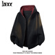 IZEXX American heavyweight casual sweatshirt jacket for men in spring loose and versatile contrasting color cardigan top DZ83 black 2XL