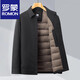 罗蒙（ROMON）轻暖鹅绒系列2025新款男商务夹克休闲羽绒服翻领冬季保暖外套 藏青色 M 170