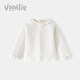 Fanhunting girls long-sleeved T-shirt spring 2026 new style children's lace collar bottoming shirt baby top spring and autumn off-white 80 cm