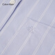 Calvin KleinJeans26 new spring and summer women's casual simple ck embroidered cotton poplin loose striped long-sleeved shirt 3T4-blue background with white stripes S