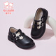 Fuluo Mi Girls' Leather Shoes 26 Spring New British Style Campus Performance Genuine Leather Children's Soft Soled Lightweight Shoes Black 26
