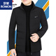 ROMON Large Goose Down Light Thin Down Jacket Men's Jacket Short Stand Collar 2026 Winter New Down Jacket Navy Windproof Cuffs XL 180 Recommended 140-155 Jin Jin equals 0.5 kg