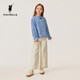 POLOWALK children's clothing girls' long-sleeved shirt 2026 new girls' long-sleeved shirt blue 130 cm