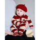 Disney Baby Clothes Autumn and Winter Jumpsuit Baby Knitted Wool Romper Suit Newborn Full Moon 100 Days One Year Old Suit Jumpsuit + Hat + Socks (plus fleece) 36cm 66