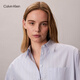 Calvin KleinJeans26 new spring and summer women's casual simple ck embroidered cotton poplin loose striped long-sleeved shirt 3T4-blue background with white stripes S