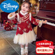 Disney Mimi Haro Girls New Year's Dress Cheongsam Dress Children's Velvet Princess Dress Winter Wear New Girl's Dress New Year Pink 120