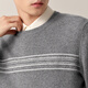 Ordos 1980 machine washable new pure cashmere round neck embroidered men's comfortable cashmere sweater 26 early spring elegant gray M 170/92A