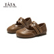 TATA children's shoes children's small leather shoes 2026 spring new girls Mary Jane shoes with skirt soft sole princess shoes TT6132 brown 24