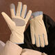 Fantasy Germany imported high-quality cute cycling gloves to keep warm and cold-proof plus velvet and water-repellent outdoor skiing and windproof gloves. Creamy yellow - windproof and warm upgraded model