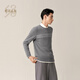 Ordos 1980 machine washable new pure cashmere round neck embroidered men's comfortable cashmere sweater 26 early spring elegant gray M 170/92A