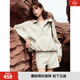 ELLE French workwear hooded windbreaker shorts two-piece set for women 2025 autumn new commuter casual sweatshirt set gray green M