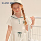 E LAND KIDS Cool Feeling Children's Clothing Girls Dress 26 Summer New College Navy Collar Pleated Skirt Ivory Ivory White/39 110