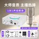Aiken White U Solo External Sound Card Computer Mobile Phone Universal Anchor Live Recording Karaoke Singing Microphone Microphone Sound Card Equipment Set U Solo+Desheng K200 Hot-Selling Style