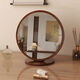 Desktop makeup mirror desktop makeup large round mirror dormitory bedroom portable princess mirror simple solid wood makeup table mirror walnut color small size 20cm-solid wood mirror
