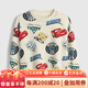 GAP boys 2025 new autumn cartoon printed terry cloth round neck sweatshirt children's clothing US version 814317 red car pattern 90 _52 (1-2 years old)